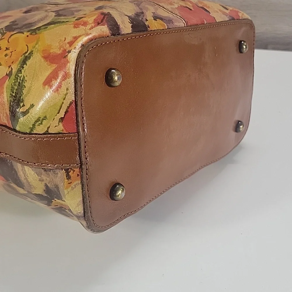 Patricia Nash Floral Watercolor Yellow Leather Tote Shoulder Bag